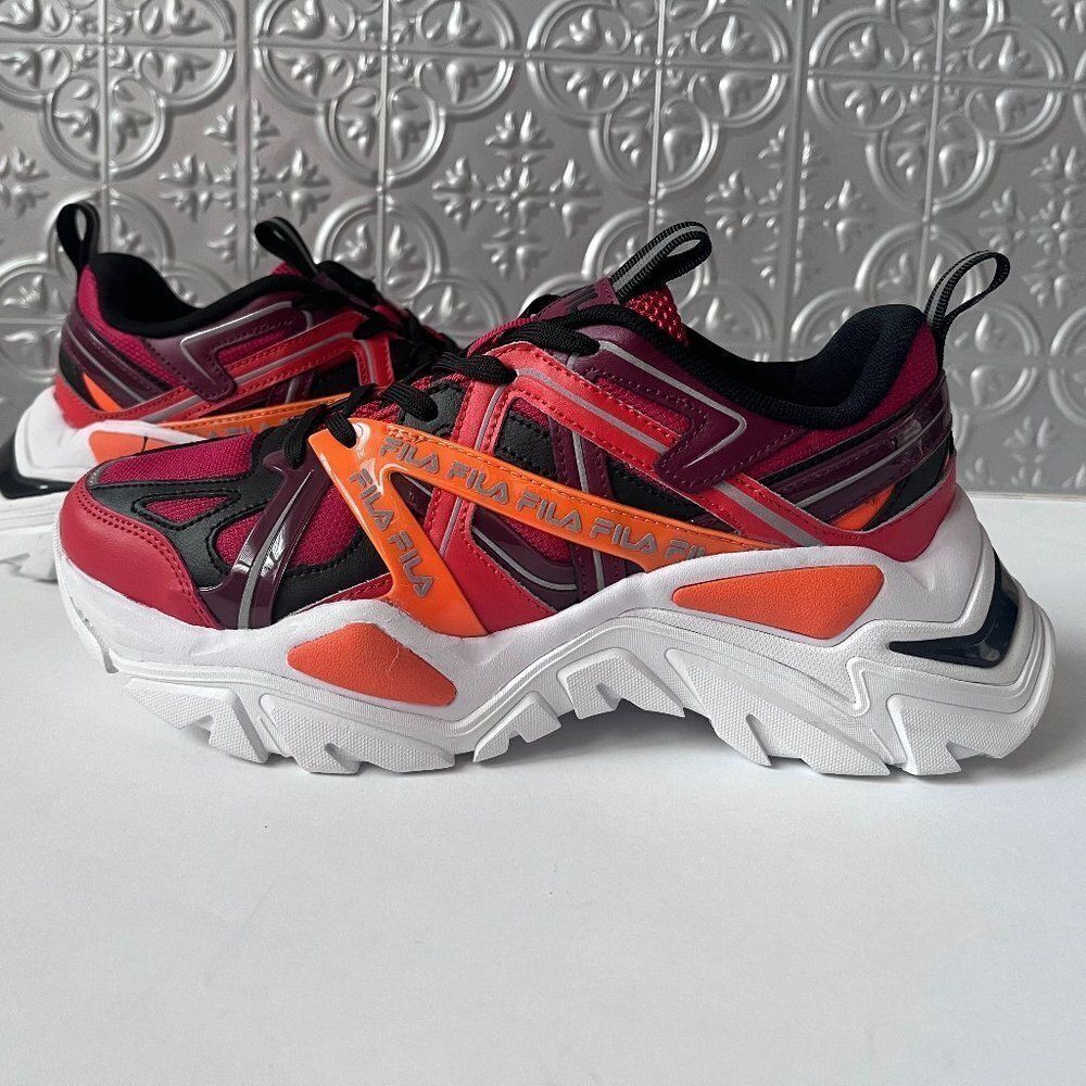 Fila‎ Women's Electrove 2 Chunky Comfort Shoes Sporty Sneaker Red Multi Size8.5